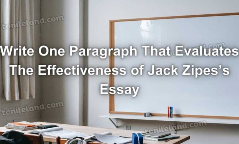 Write One Paragraph That Evaluates The Effectiveness Of Jack Zipes’s Essay